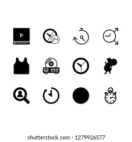 [IconsCount] watch vector set. With stopwatch, vest and work hours icons in set