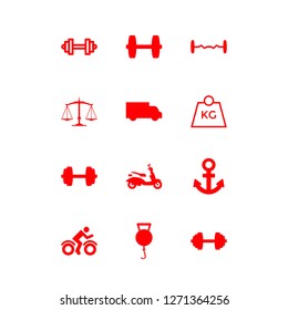 [IconsCount] weight vector set. With logistics, barbell and dumbbells icons in set