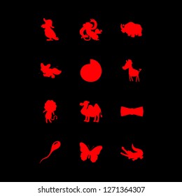 [IconsCount] wildlife vector set. With parrot, butterfly and sperm icons in set