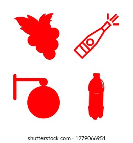 [IconsCount] wine vector set. With champagne, grape and bottle icons in set