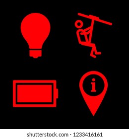 [IconsCount] wire vector set. With information pin, charger and zip wire icons in set