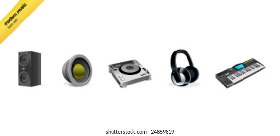 Icon-set of 5 modern music devices