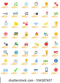 iconset of hands holding things
