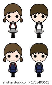 Carácter de tipo icono - Estudiantes de primaria con uniforme