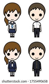 Icon-style character - Junior high school students in uniforms