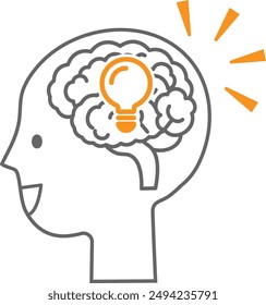 Icon-style illustration of the activated head and brain of the person who came up with the idea