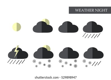 Icons.Weather forecast night. Vector
