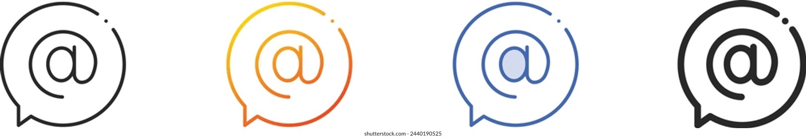 at icon.Thin Linear, Gradient, Blue Stroke and bold Style Design Isolated On White Background