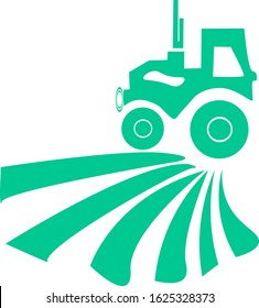 Icon.Tractor on the field.Logo of the agricultural enterprise.Isolated on a white background.Vector illustration for your business.
