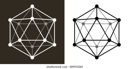 Icosaedro Wire Transparent Monochrome Shape Twenty Sides