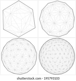 From Icosahedron To The Ball Sphere Lines Vector 37