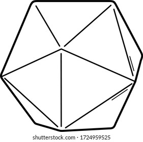 Icosahedron basic shape icon in outline