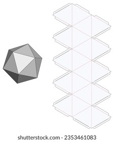 Icosahedron Box Die Cut Cube Template Blueprint Layout