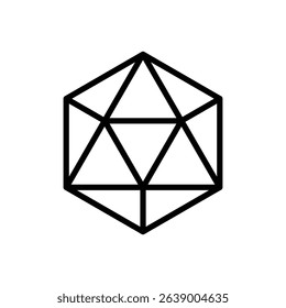 Icosahedron. Editable stroke vector icon.