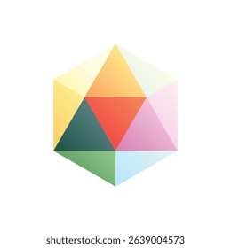 Icosahedron. Editable vector icon, coloured.