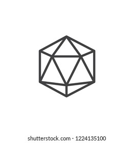 Icosahedron geometrical figure outline icon. linear style sign for mobile concept and web design. Icosahedron geometric shape simple line vector icon. Symbol, logo illustration. Pixel perfect vector 