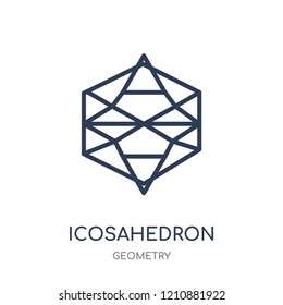 Icosahedron icon. Icosahedron linear symbol design from Geometry collection. Simple outline element vector illustration on white background.