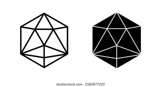 icosahedron Icon set. Symbol isolated white background. vector illustration. color editable.