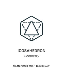Icosahedron outline vector icon. Thin line black icosahedron icon, flat vector simple element illustration from editable geometry concept isolated stroke on white background