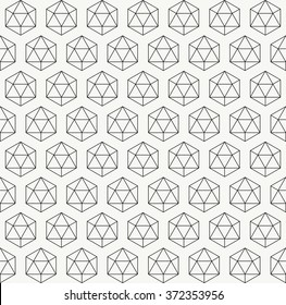 Icosahedron pattern, platonic solids, monochrome geometrical pattern