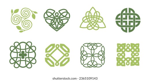 Icovellavna. Set of Celtic symbol. Irish endless knots.