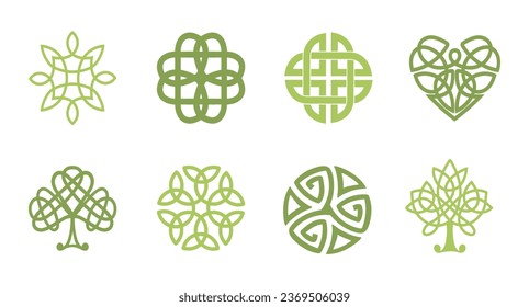 Icovellavna. Set of Celtic symbol. Irish endless knots.