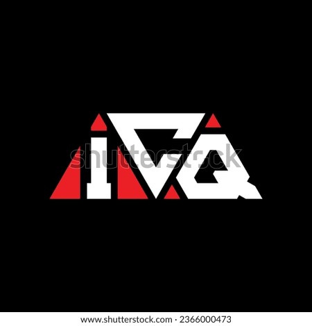 ICQ triangle letter logo design with triangle shape. ICQ triangle logo design monogram. ICQ triangle vector logo template with red color. ICQ triangular logo Simple, Elegant, and Luxurious design.