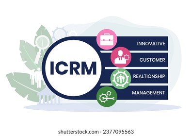 ICRM - Innovative Customer Relationship Management acronym. business concept background. vector illustration concept with keywords and icons. lettering illustration with icons for web banner, flyer