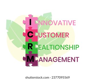 ICRM - Innovative Customer Relationship Management acronym. business concept background. vector illustration concept with keywords and icons. lettering illustration with icons for web banner, flyer
