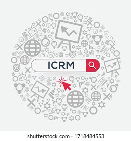 ICRM mean (innovative customer relationship management) Word written in search bar ,Vector illustration.