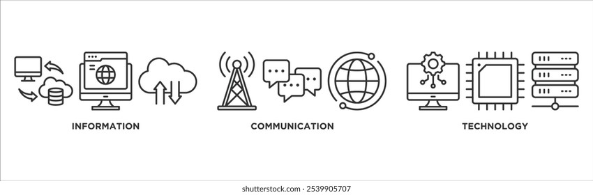 ICT banner web icon vector illustration concept for information and communications technology with icon