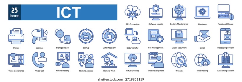 ICT (Tecnologia da Informação e da Comunicação)icon pack collection 
    