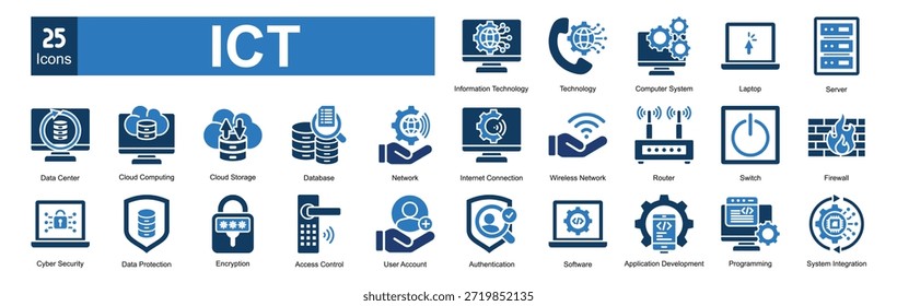 TECNOLOGÍA de iconos de TIC (Información y Comunicación) colección 
    