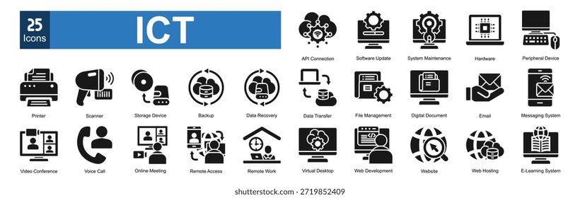 ICT (Tecnologia da Informação e da Comunicação)icon pack collection 
    