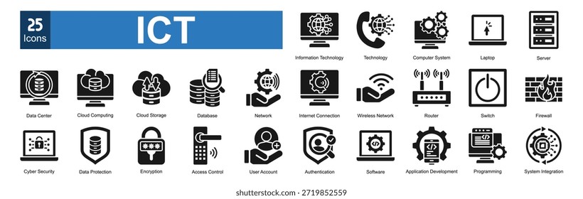 TECNOLOGÍA de iconos de TIC (Información y Comunicación) colección 
   
