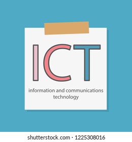 ICT Information and communications technology written in a notebok- vector illustration