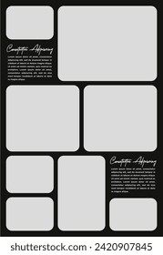ictures or photos frame collage. comics page grid layout abstract photo frames and digital photo wall template
