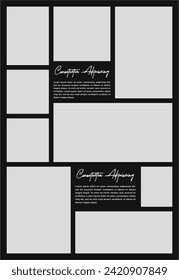 ictures or photos frame collage. comics page grid layout abstract photo frames and digital photo wall template
