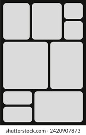 ictures or photos frame collage. comics page grid layout abstract photo frames and digital photo wall template
