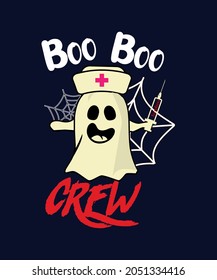 ICU Boo Boo Crew Nurse Halloween T-Shirt t-shirt - vector design illustration, it can use for label, logo, sign, sticker for printing for the family t-shirt.