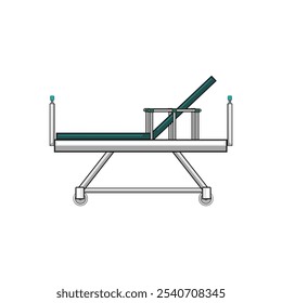 icu hospital bed cartoon. mattress rails, headboard footboard, wheels height icu hospital bed sign. isolated symbol vector illustration