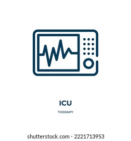 Icu. Ilustración vectorial lineal de la colección terapéutica. Esquema del vector de icono de icu. Símbolo de línea delgada para uso en aplicaciones web y móviles, logotipo, medios impresos.
