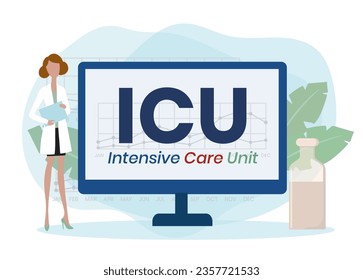 ICU - Intensive Care Unit acronym, medical concept background. vector illustration concept with keywords. lettering illustration for web banner, flyer, landing page