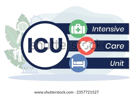 ICU - Intensive Care Unit acronym, medical concept background. vector illustration concept with keywords. lettering illustration for web banner, flyer, landing page