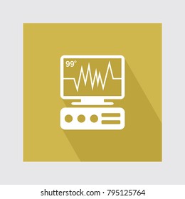 ICU Monitor Flat Icon With Long Shadow.