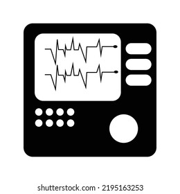 Icu Monitor Scene Heart Pulse Icon | Black Vector Illustration |