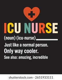 ICU Nurse Definition Funny Healthcare Graphic Design for Nurses Medical Workers