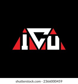 ICU triangle letter logo design with triangle shape. ICU triangle logo design monogram. ICU triangle vector logo template with red color. ICU triangular logo Simple, Elegant, and Luxurious design.