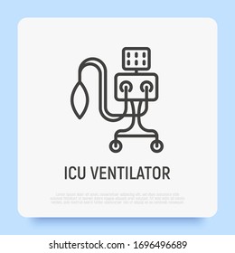 ICU Ventilator, Medical Therapy For Lungs Ventilation. Thin Line Icon. Intensive Care For COVID-19. Vector Illustration.