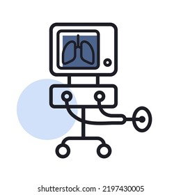 ICU ventilator vector icon, medical therapy for lungs ventilation. Intensive care for COVID-19. Medical sign. Coronavirus